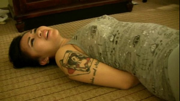 Asian cable restrain bondage and desperate to piss