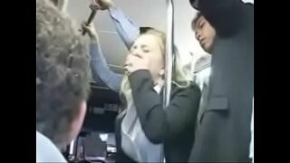 Man finger a sexy dame in bus