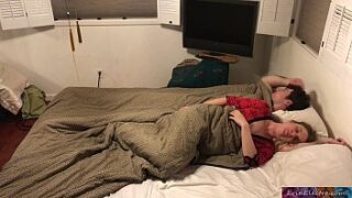 Stepson and step-mom get in sofa together and fuck while visiting family  – Erin Electra