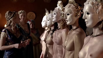 Katrina Law stands nude behind whilst being observed by her masters (brought to you by Celeb Eclipse)