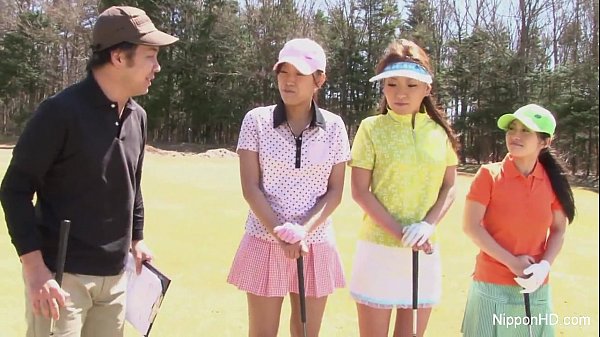 Asian nubile nymphs plays golf nude